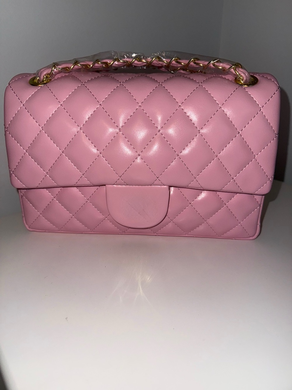 Pink Quilted Chain-Handle Shoulder Bag